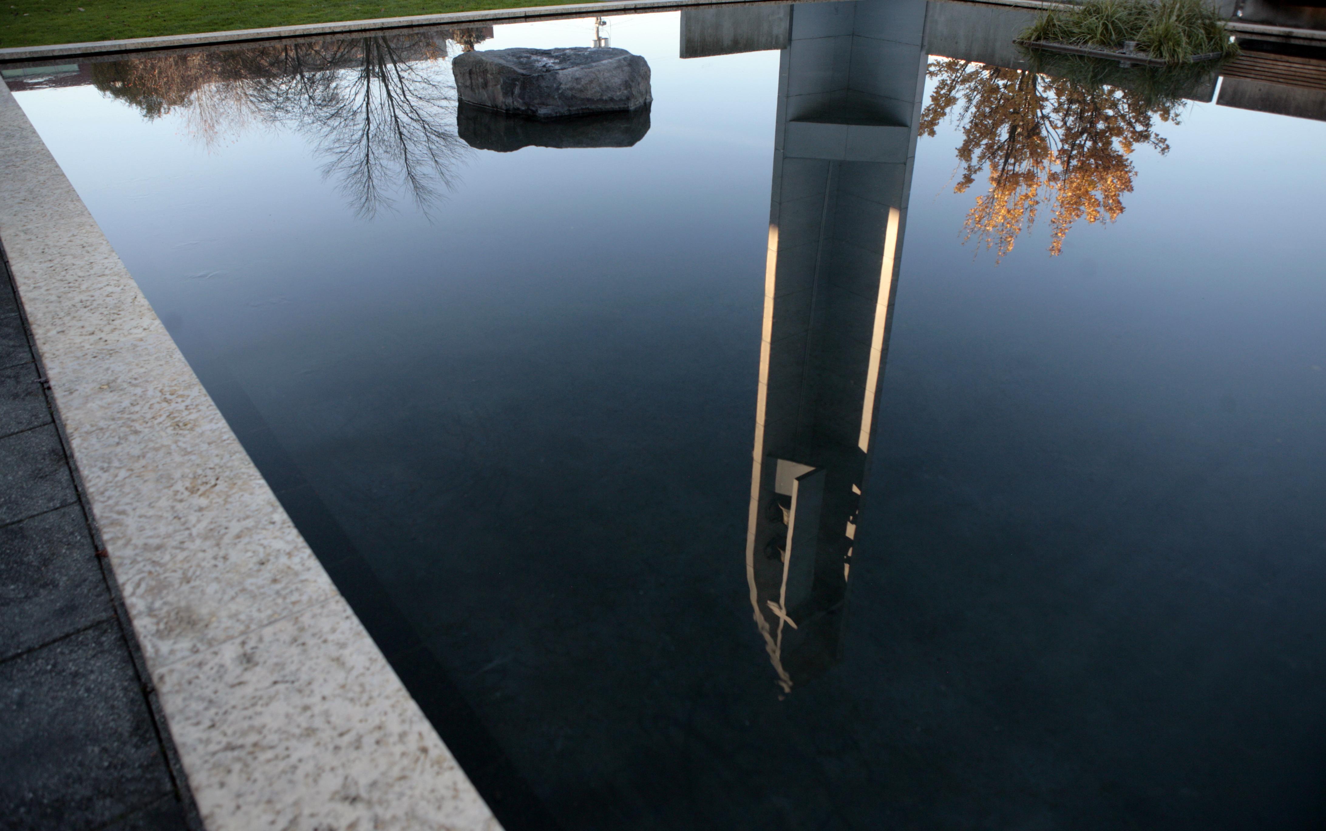 Bell Tower Reflects in Pool